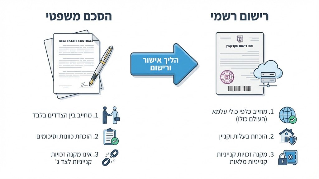 השוואה ויזואלית בין הסכם שיתוף לרישום בטאבו מסמכים משפטיים