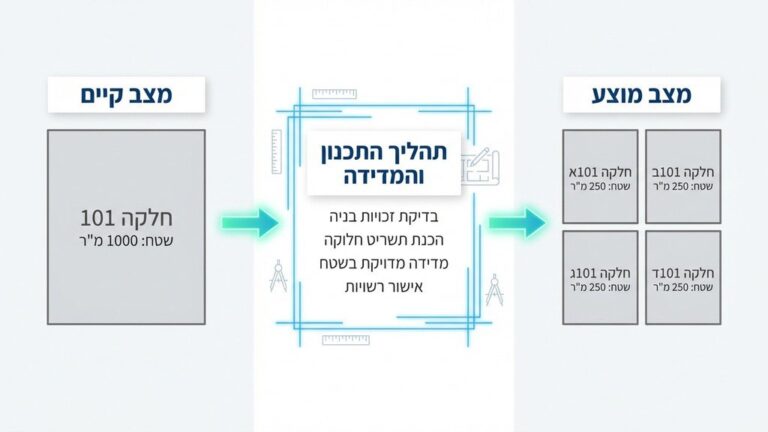 תרשים אווירי של מגרש עם קווי חלוקה וירטואליים הממחישים פרצלציה