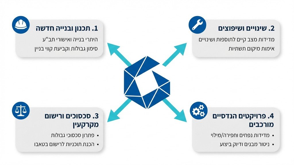 מודד מוסמך מבצע מדידת שטח עסק מסחרי