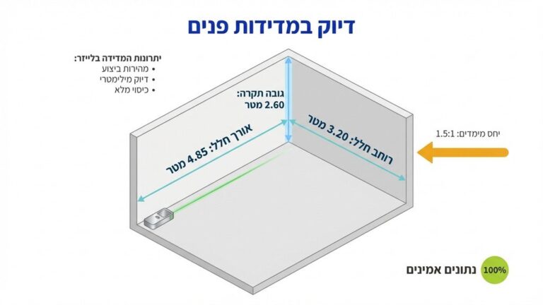 מודד פנים בעבודה עם ציוד לייזר