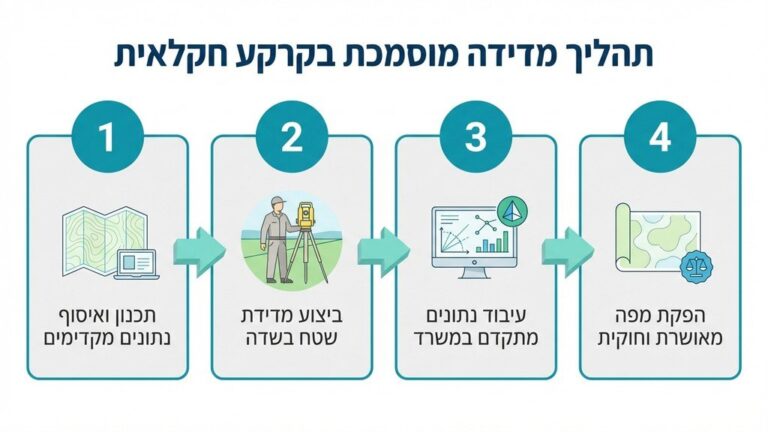 מודד מוסמך למדידת שטח חקלאי בשטח פתוח עם ציוד מתקדם