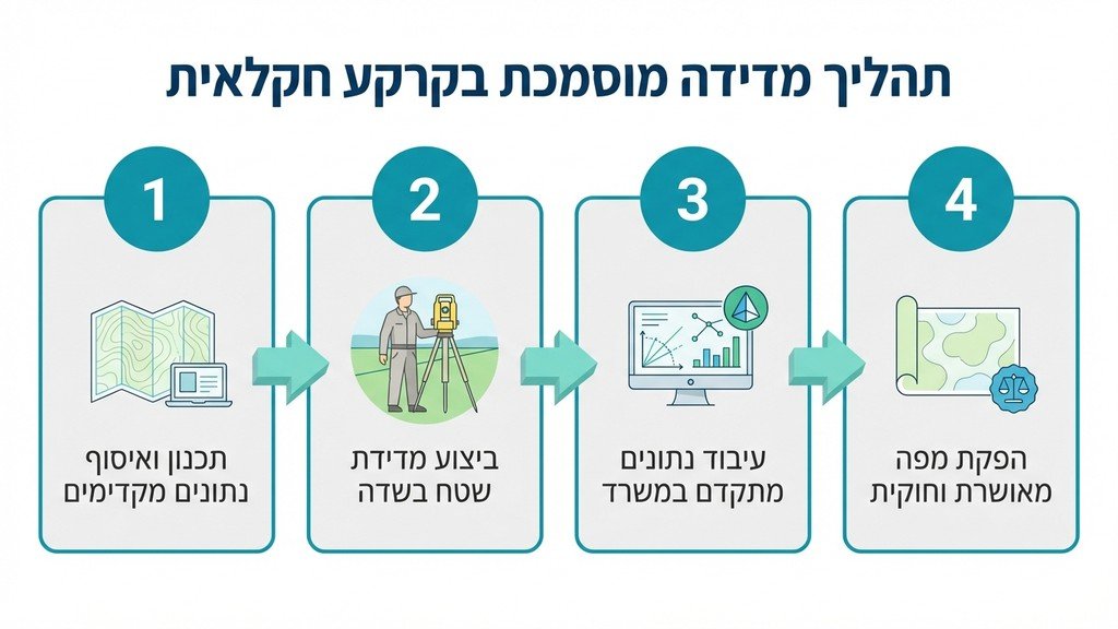 מודד מוסמך למדידת שטח חקלאי בשטח פתוח עם ציוד מתקדם