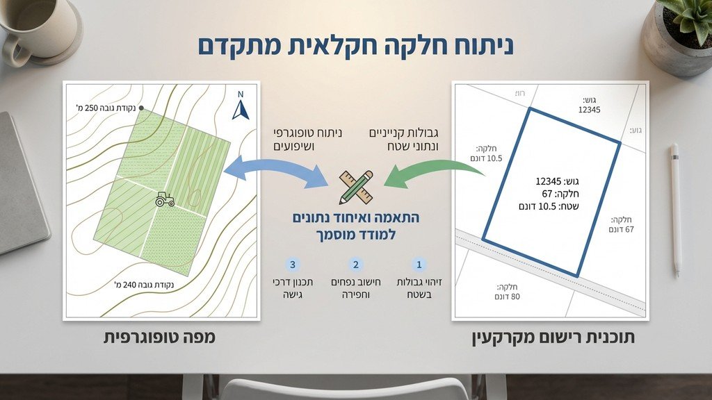 מפה טופוגרפית המשמשת עבור רישום משבצות חקלאיות